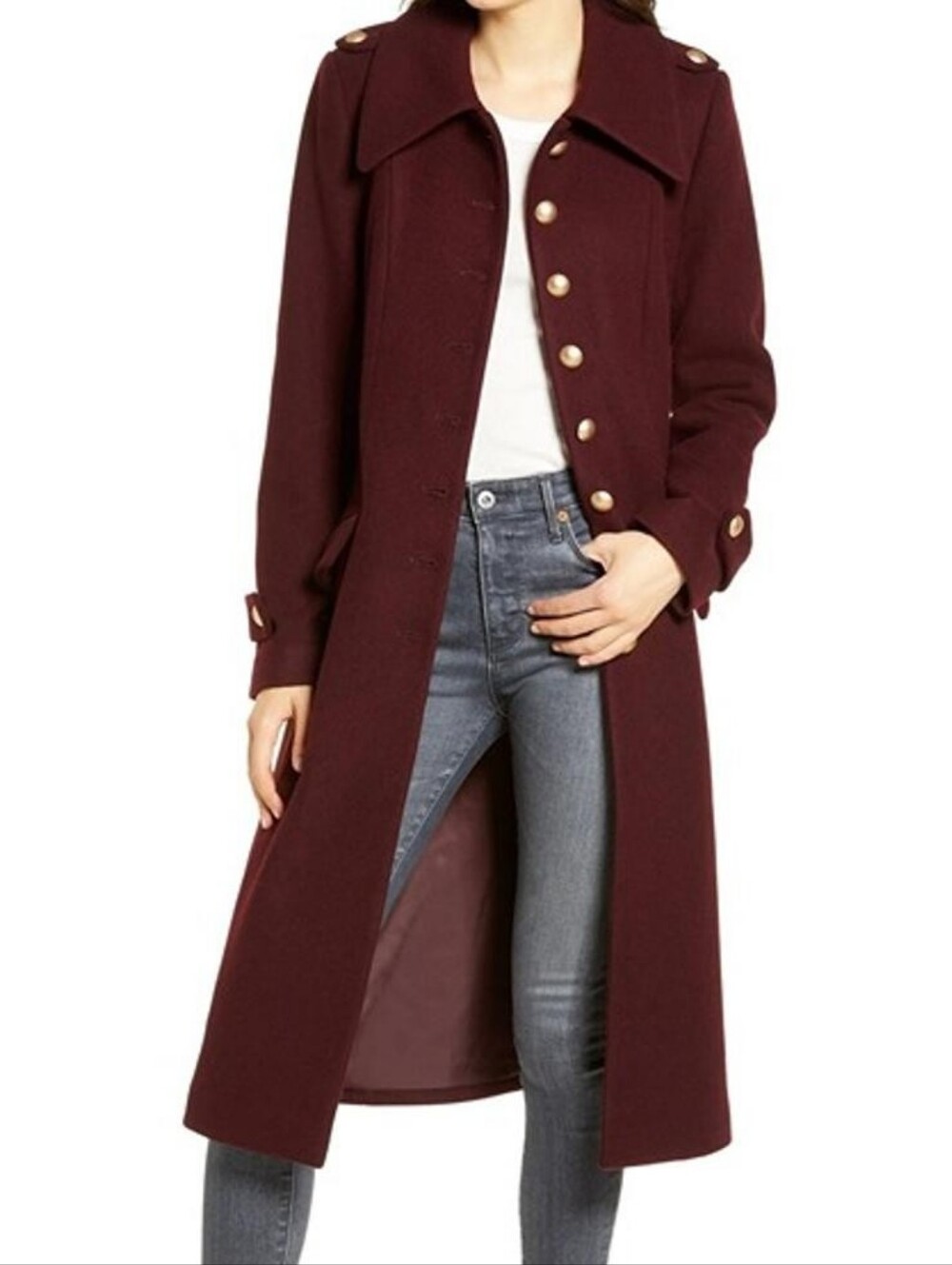 Avec Les Filles Burgundy Military Jacket